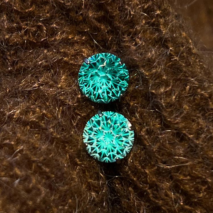 Sterling Silver Flat Back Gemstone Stud Earrings, 8mm Round Teal Blue CZ Disc Studs, Hypoallergenic 4-Prong Basket Setting, Aquamarine-Tone Earring Back Jewelry for Sensitive Ears (Gift for Cartilage Tragus Helix), Flat Back Earrings