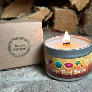Fairy Talent Sorting Candle, Enchanted Bark Cinnamon Scented, Wood Wick, Sorting Candle, Quiz Candle, Fairy Core,