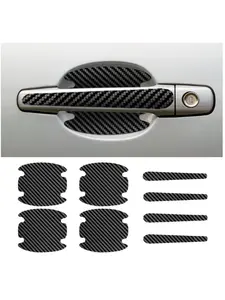 8PCS Car Door Handle Scratch Protectors, Carbon Fiber Car Door Handle Bowl Sticker, Universal Auto Doors Handles Paint Guard Cover, Doors Handles Cup Protective Film for Cars (Black)