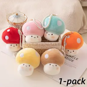 Cute Cartoon Mushroom Shaped Plush Pendants Soft Huggable Stuffed Mushroom Toys for Bag Charms Soft Adorable Stuffed