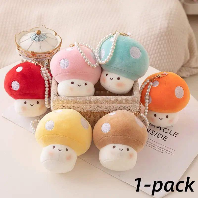 Cute Cartoon Mushroom Shaped Plush Pendants Soft Huggable Stuffed Mushroom Toys for Bag Charms Soft Adorable Stuffed Soft Cuddly Gift
