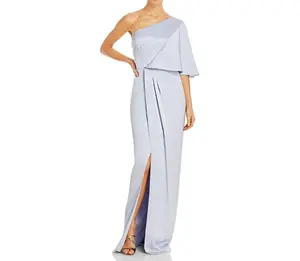 Aidan Mattox Womens Satin One Shoulder Evening Dress Blue 8 Formal Womenswear