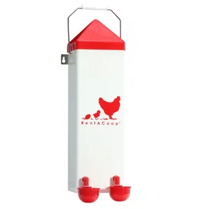 2 Gallon Chicken Waterer with Auto-Fill Cups, Horizontal Nipples, Anti-Roost Cone and Mounting Kit