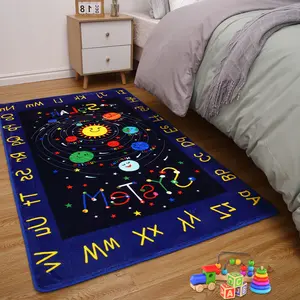 Area Rug Solar System Play Rug Baby Playroom Mat Soft Non Slip Nursery Play Mat Galaxy Outer Space Educational Rug for Kids Bedroom Nursery Playroom Classroom