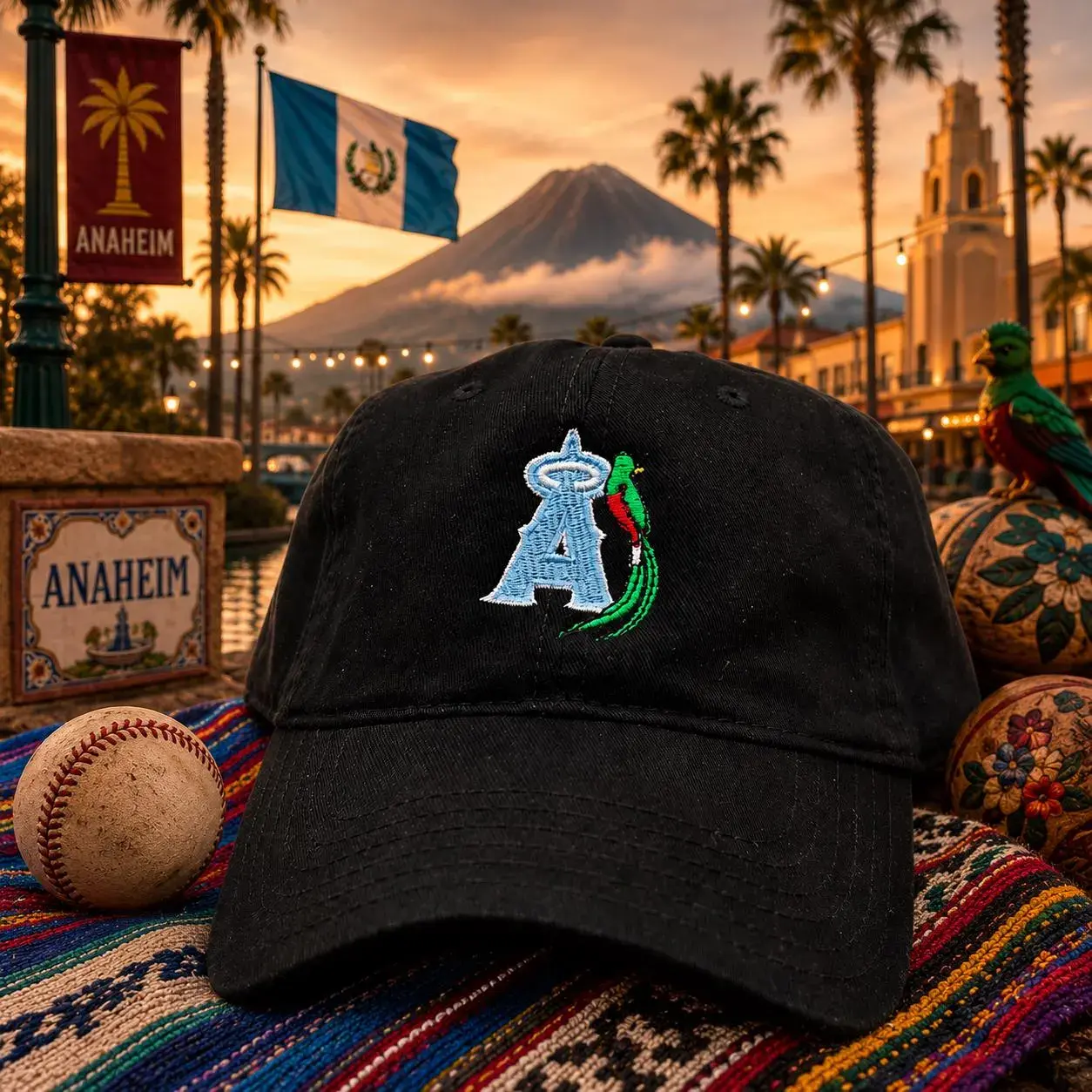 Anaheim Quetzal Embroidered Dad Hat | Guatemalan Heritage Baseball Cap