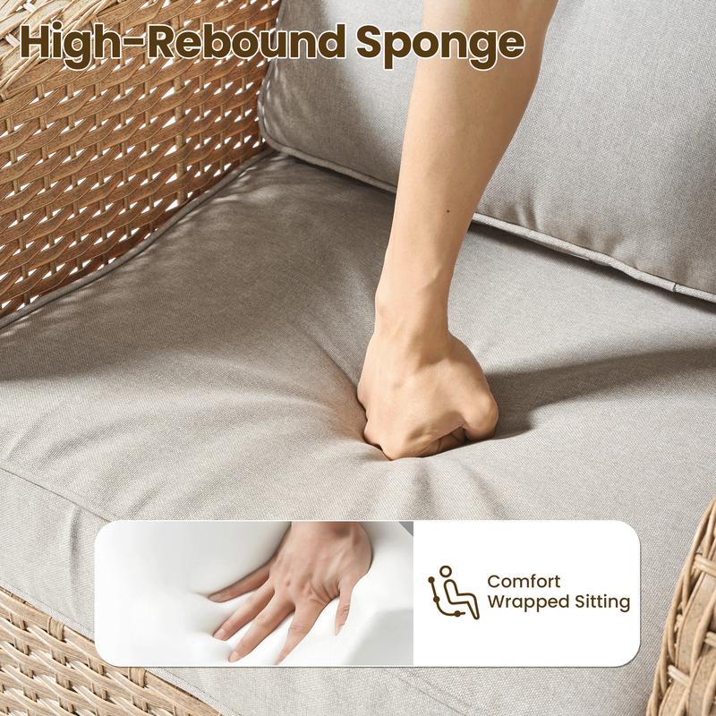 Weaxty 3Pc Set Outdoor Swivel Chairs with Side Table Sectional Rattan Sofa for Poolside Backyard Patio Furniture Elegant Design Comfortable Swivel Chairs & Stylish Side Table