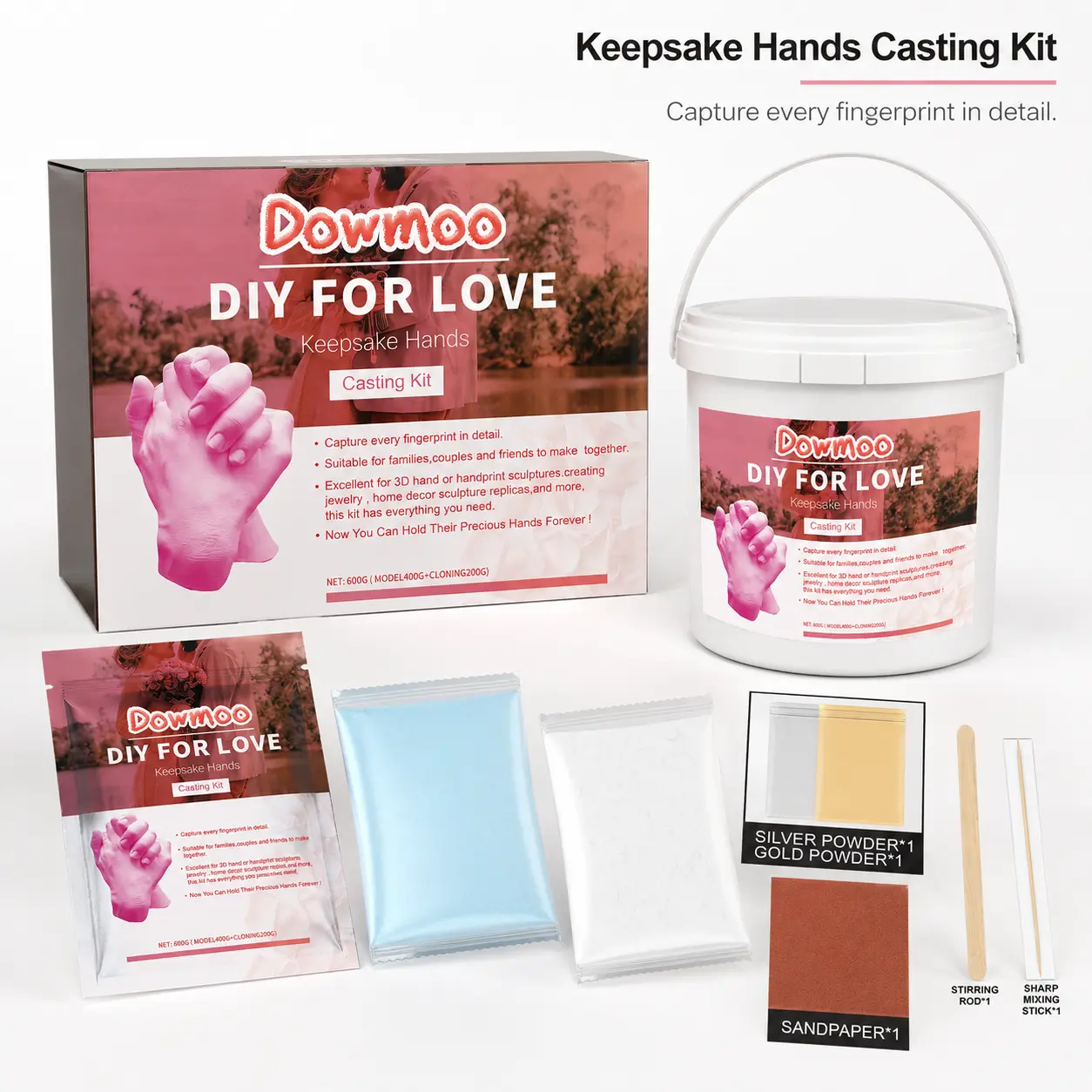 Hand Casting Kit for Couples Family & Baby Hand Foot Keepsake DIY Hand Mold Casting Set Memory Gift for Birthday Anniversary Baby Shower