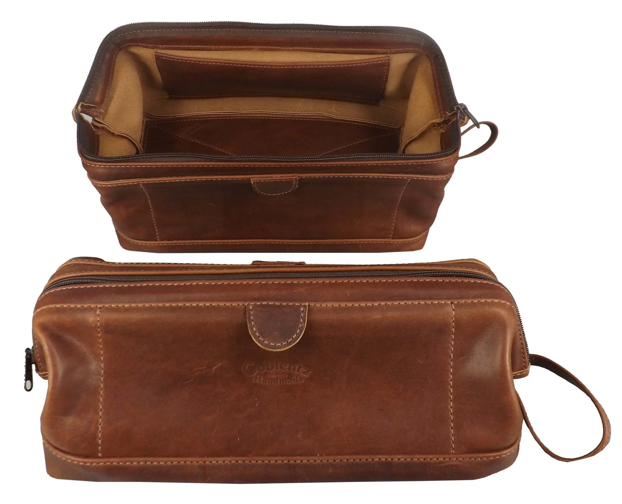 LARGE COSMETIC BAG - Amish Handmade Leather Travel Case