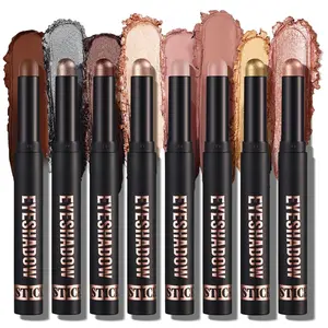 Cream Eyeshadow Stick Gift Set, 8 PCS Soft Smooth Matte Earth & Bright Metal Color Contour Sticks, Waterproof & Long-Lasting