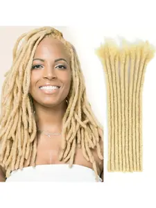 Dreadlock Extensions Human Hair 613# Blonde Fully Handmade Human Hair Dreadlock Extensions for Man/Women Locs Extensions Human Hair Can Be Dyed Bleached Curled(10-60Strands, 0.6cm Width-613#)