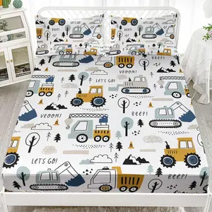 Modern Car Print Bedding Set, Includes Flat Sheet and Pillowcases, Ideal for Bedroom Decor, Comfortable and Stylish Bed Linen