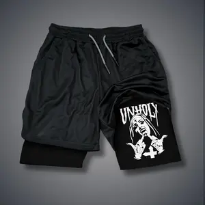 UNHOLY Nun with Crucifix on Forehead 80s 90s summer men shorts for men jorts outfit men graphic shorts Double-layer sports shorts Comfortable short shorts summer, Breathable Fitness Shorts, Casual Sport Shorts