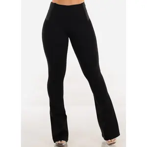 Spandex Waist Stretchy Dressy Flared Black Pants