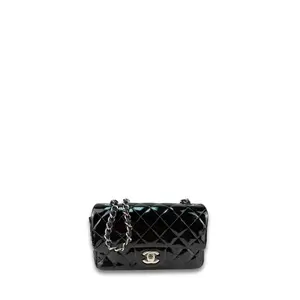 Pre-owned CHANEL Patent Leather Shoulder Bags Black Patent Rectangular Mini Single Flap