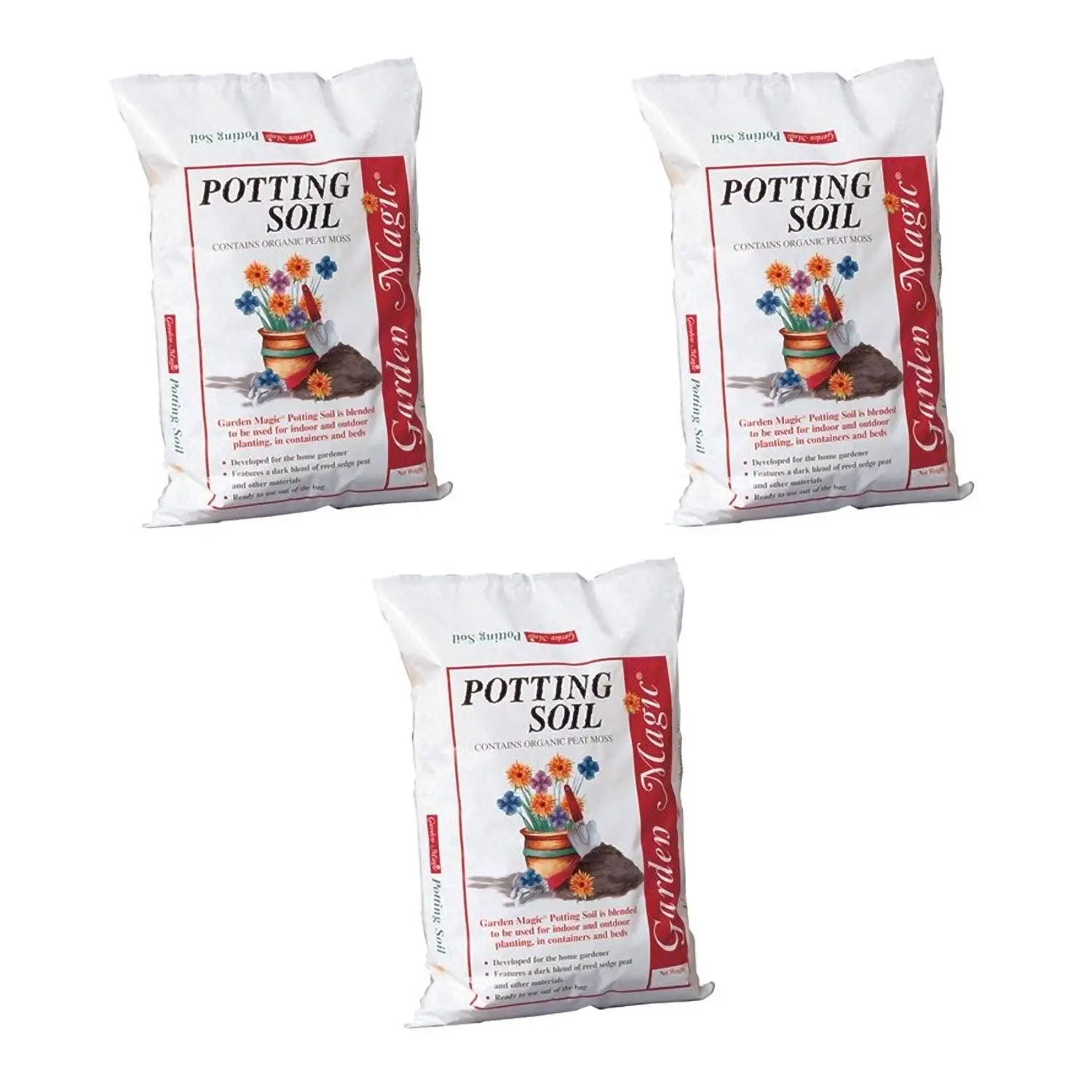 Michigan Peat 5720 Garden Magic General Purpose Potting Soil Mix, 20 lb, 3 Pack