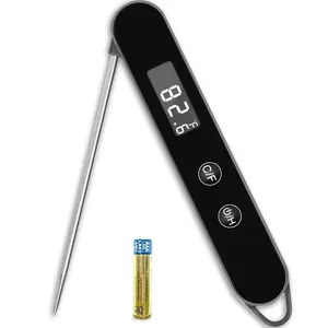 Meat  Digital for Cooking and Grilling,Instant Read   with ,Folding Accurate Probe Kitchen  for BBQ,Backlit LCD,Store by  and Hook (Black)