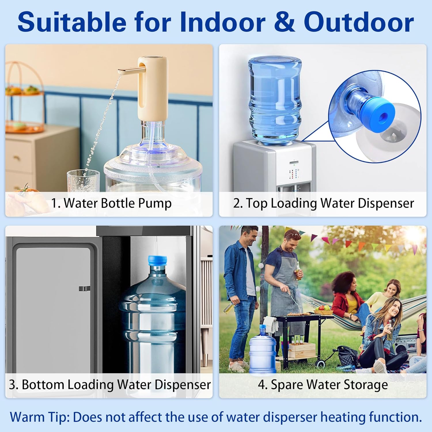 3Pcs Reusable Silicone Water Bottle Cap, Spill-Proof Dust-Proof Replacement Lid, Universal Water Jug Cover, Drinkware Accessories for Home Office Dorm, Blue