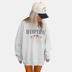 Hamptons American Flag Sweatshirt Summer Crewneck Preppy USA Oversized Sweatshirt Trendy Hamptons NY Summer Beach Vacation Sweatshirt
