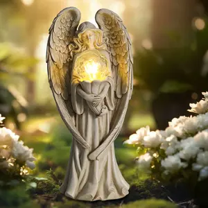 Solar Angel Statue Light - Auto Glow at Night   Decor w/ Free Charging garden miniature temp-tations outdoors solar wind chime outdoor lawn decoration