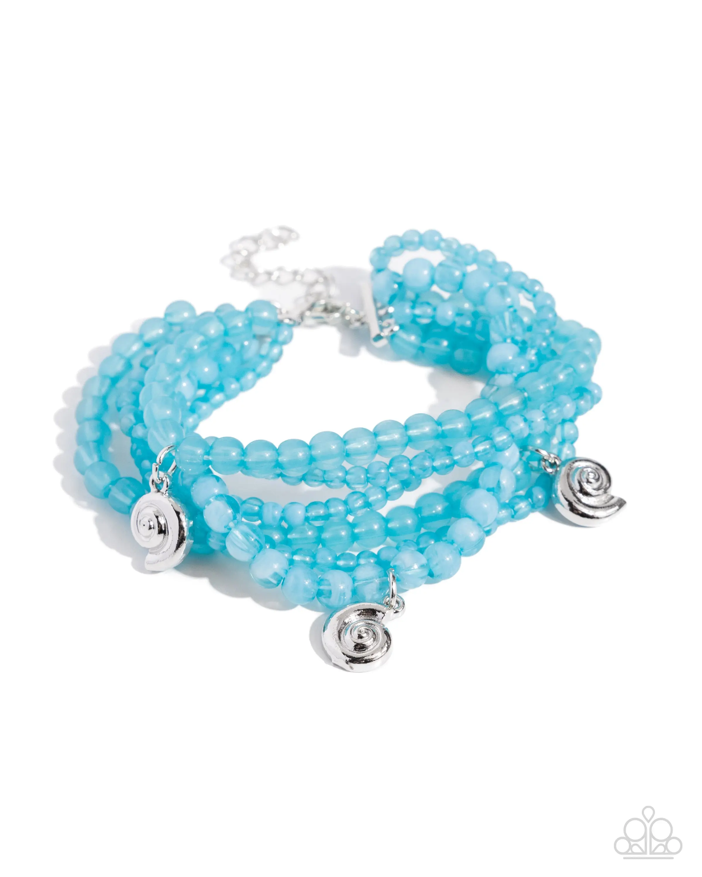 Swirling Shopaholic - Blue Bead Silver Shell Bracelet - Paparazzi