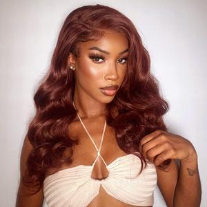 OQ HAIR 26inches Reddish Brown Body Wave Glueless Wigs 220% Density 7x5 Pre Cut Lace Front Wig Wear Go Colored Human Hair Wigs Preplucked Hairline