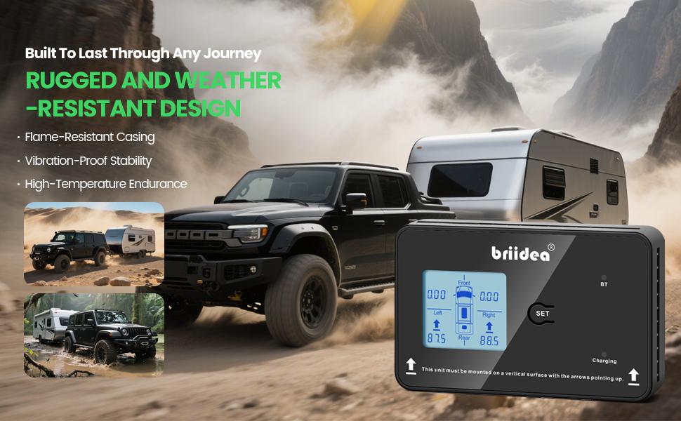 briidea Wireless RV Auto Leveling System, Smart Bluetooth App Control, 5 Custom Preset Modes, Dual Power Supply, Easy DIY Installation for Motorhomes, Trailers, Campers, and 5th Wheels