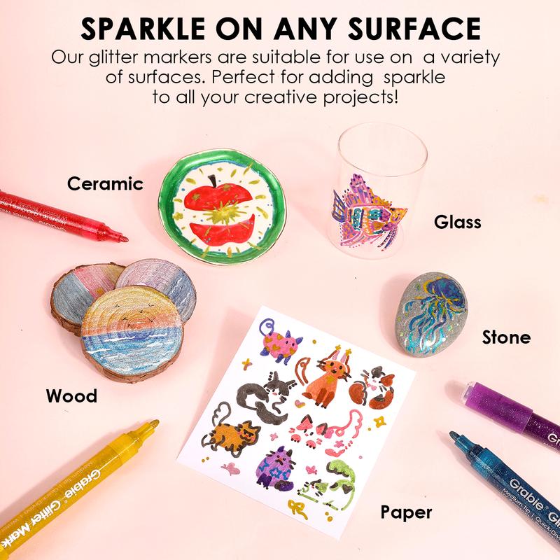 [Flash Sale] Grabie Iridescent Glitter Acrylic Paint Marker Set Of 24 acrylic pen, Art Drawing, HolidayHaul