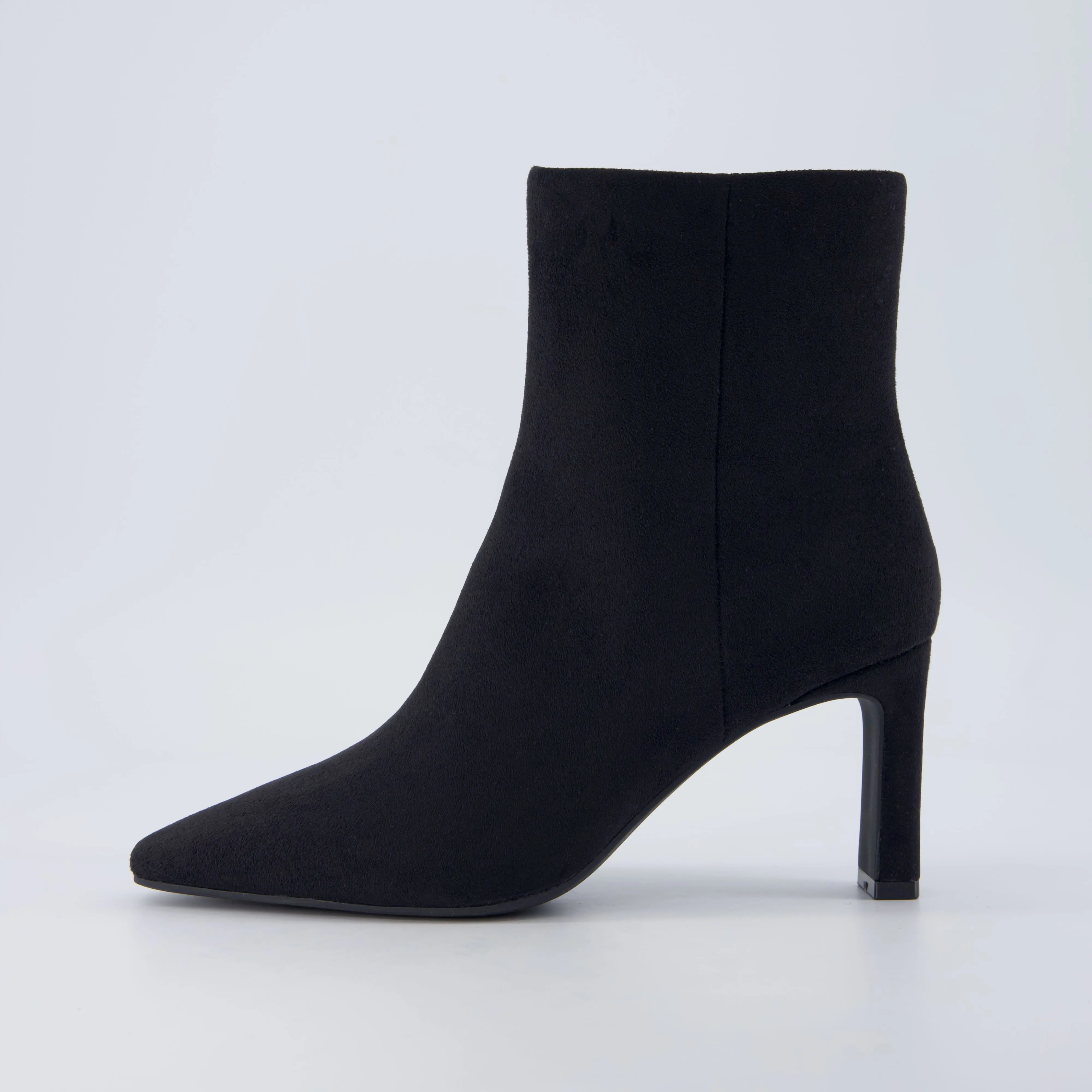 Cushionaire Giana High Heel Ankle Boots For Women | Square Toe Vegan Suede Mid Block Heel Dress Booties For Office Outfits