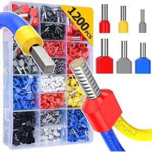 1200pcs Wire Ferrules Terminals Kit - 900 Single Terminal Connector and 300 Double Wire Terminals Insulated & Non-insulated Wire Ferrules Connectors for Electric, Industrial quick disconnect