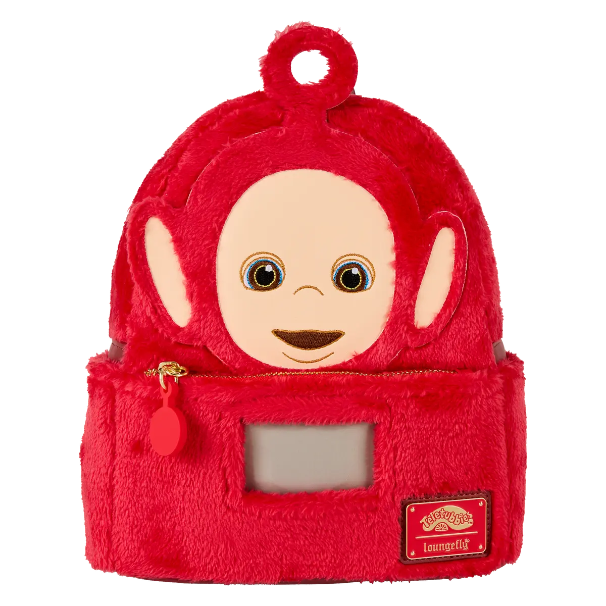 Loungefly Teletubbies Po Stylish Cosplay Plush Faux Fur Mini Backpack with Light-Up Tummy Screen and Embroidered Details, Stylish Daypack
