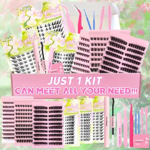 Reusable False Eyelashes Set, Natural Wispy Cat Eye Lashes, Fluffy Eyelashes, Universal Lashes, 8-18mm Volume False Eyelashes, Dramatic Eyelashes, Individual Lash Extensions, Lash Extensions, Makeup, DIY Eyelashes Kit