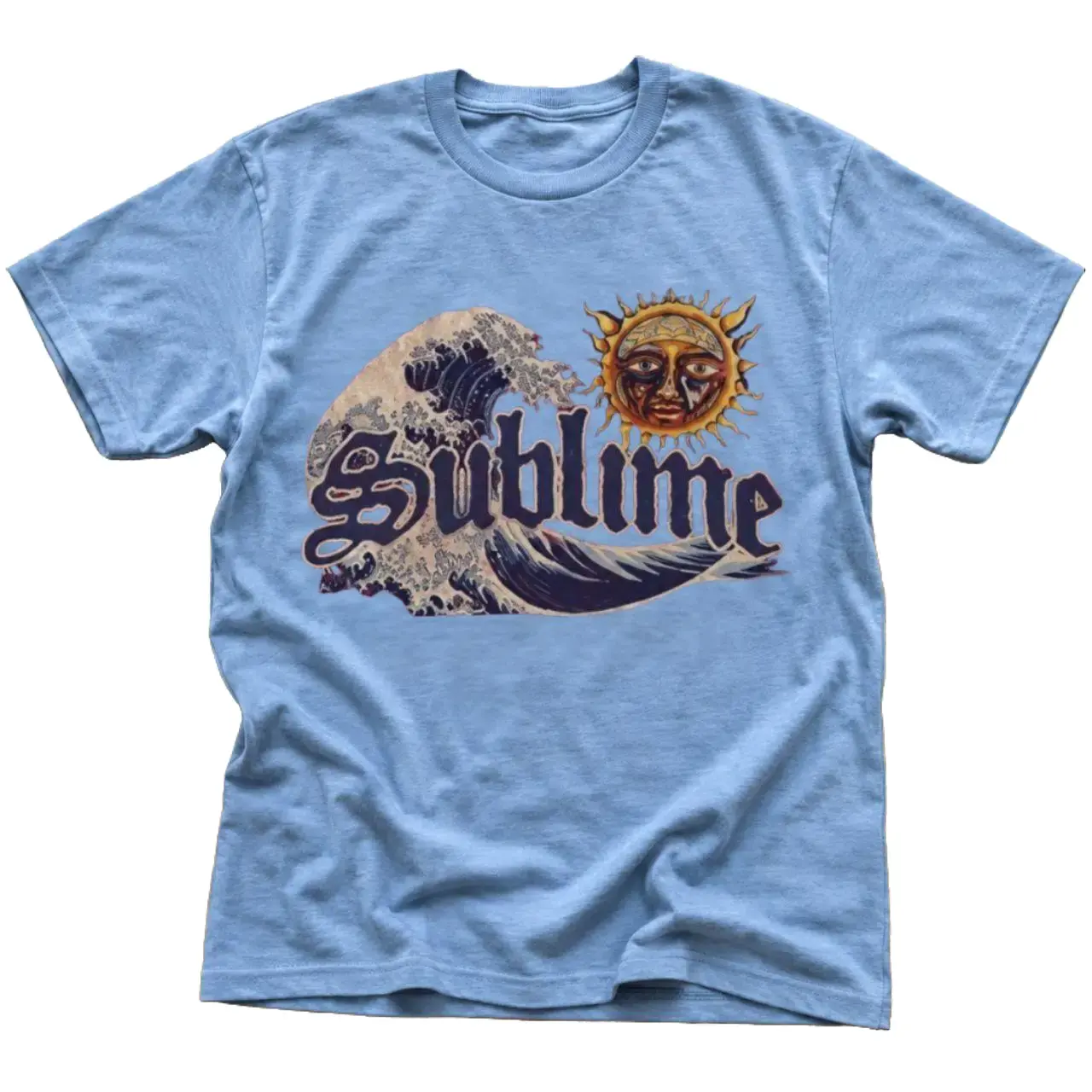 Sublime Sun & Wave Graphic T-Shirt, Blue Unisex Cotton Tee, Vintage 90s Reggae Rock Band Shirt, Retro Y2K Music Graphic T-Shirt, Sublime Fan Gift