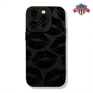 Angel Eyes Soft Phone Case with Creative Black Lips Pattern UV Printing Matte Phone Cover 360 Degree Full Protection for iPhone 11 12 13 14 15 Pro Max X/ XS  Plus SE Mini for Smartphone Protective Cellphone Protector Casing