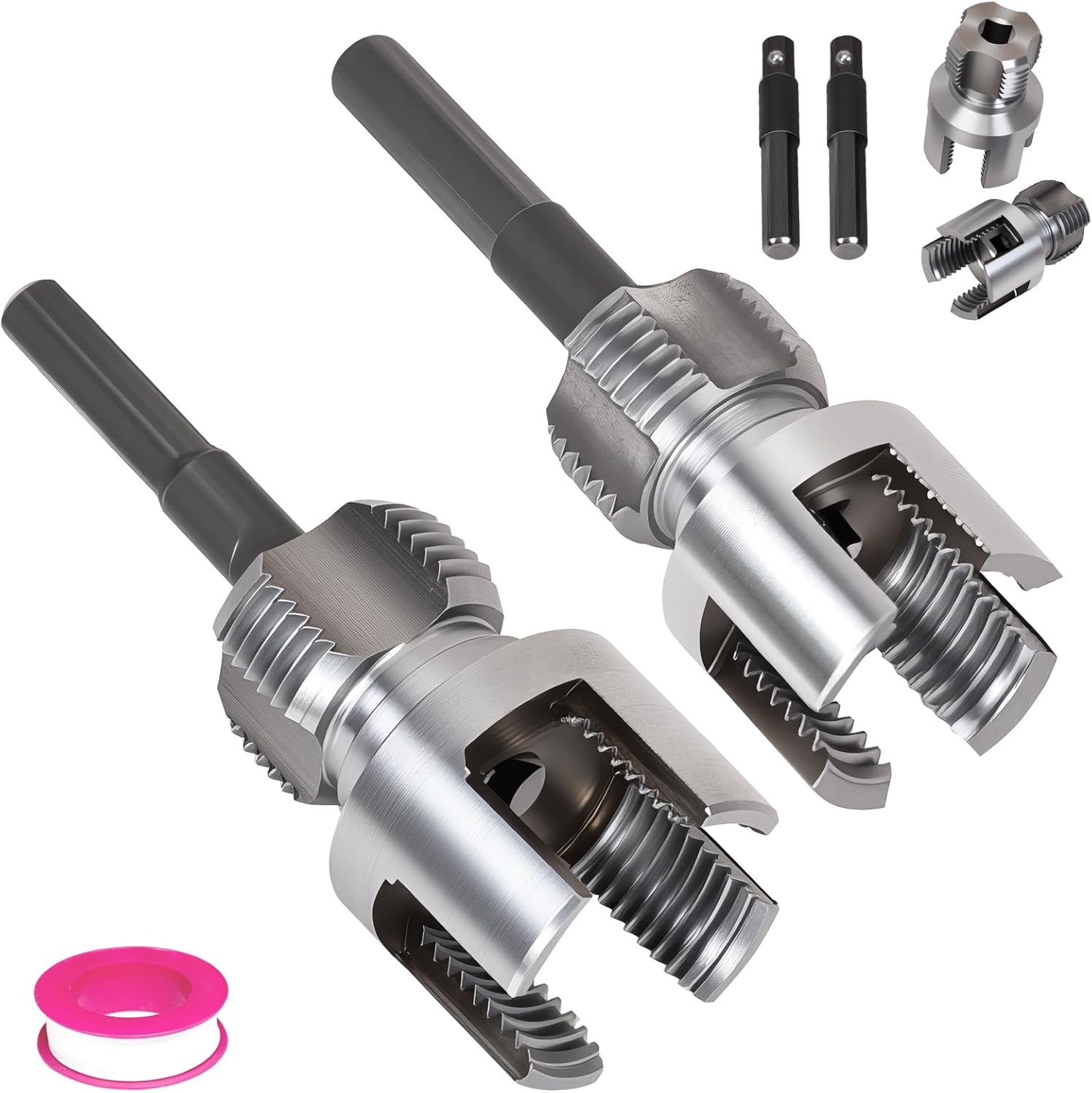 VAYWET 1/2'' 3/4'' PVC Pipe Thread Cutting Tool Integrated Internal & External Pipe Threading Tool Upgrade Pipe Thread Cutting Tool for Plumbing DIY Plastic Pipe Rethreading Tool,Pipe Threader Cutting Maker Tool for Electric Drill