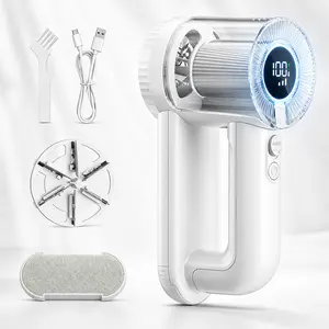 Rechargeable Fabric Shaver Lint Remover, 2-in-1 6-Blade Lint Shaver for Clothes Sweater Furniture, 3-Speed, LED Display, 2000mAh USB-C, 200ml Container, Removes Fuzz & Pilling