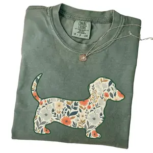 Comfort Colors Floral Dachshund Shirt, Wiener Dog T-Shirt, Gift for Dachshund Mom Shirt, Dachshund Mama Gift, Weenie Dog Owner Tee