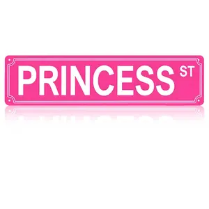 Princess St Pink Street Sign Aluminum Princess St Vintage Street Sign Metal Wall Art For Bedroom Nursery Girls Room Rustic Decor 4×16 Inch