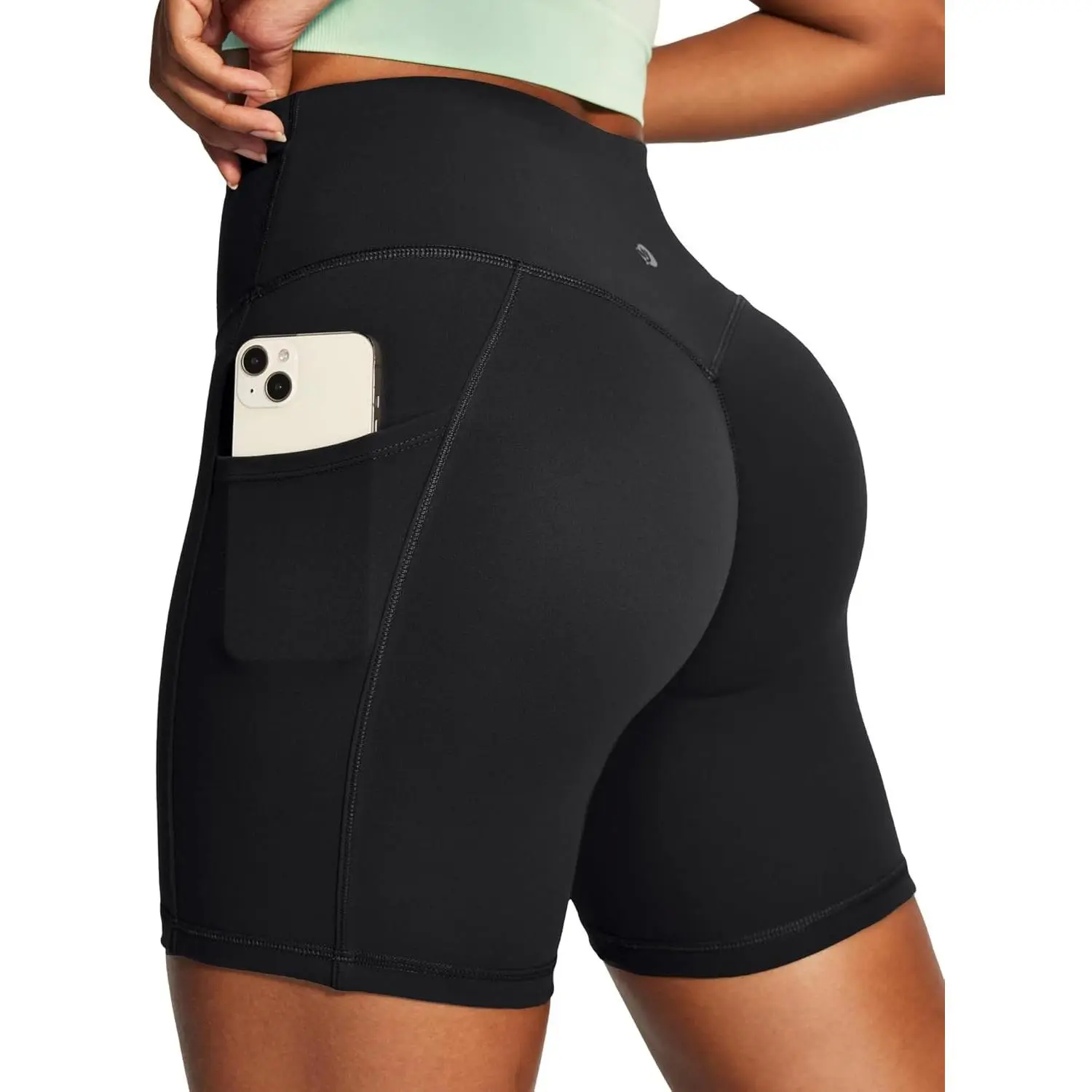 Scrunch Butt Lifting Biker Shorts Women Tummy Control High Waisted Shorts with Pockets 6" Workout Gym Spandex Shorts