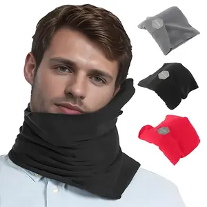 Travel Pillow Scarf Style - Outdoor Neck Support Pillow for Long Flights Adjustable Internal Support Lightweight Compact Memory Foam Cushion Orthopedic Classic Black Red Grey