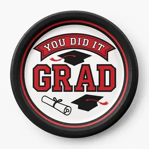 True to Your School Graduation Paper Plates, Red, 6.75-Inch, 20-Pack - 6.75 in.