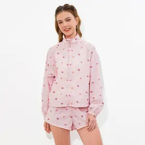 Women's Zip Track Jacket - Wild Fable Pink Floral L