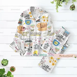 Gilmore Pajamas, Gilmore Women Pajamas, Luke's Coffee Pajamas Set, Vintage Stars Hollow Pajamas