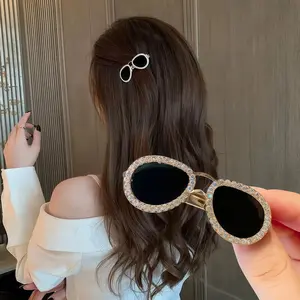 1 pc mini fashion glasses hair clip, with unique bangs and side duckbill headband