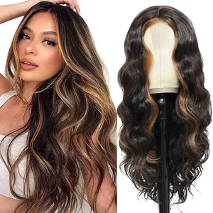 Synthetic Lace Front Wig, Ombre Blonde Middle-Parted Large Wavy Long Curly Hair, Popular Hot-Selling Fashion Accessory