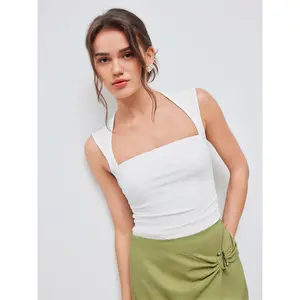 Cider [size 2-10] Square Neck Solid Ruched Tank Top