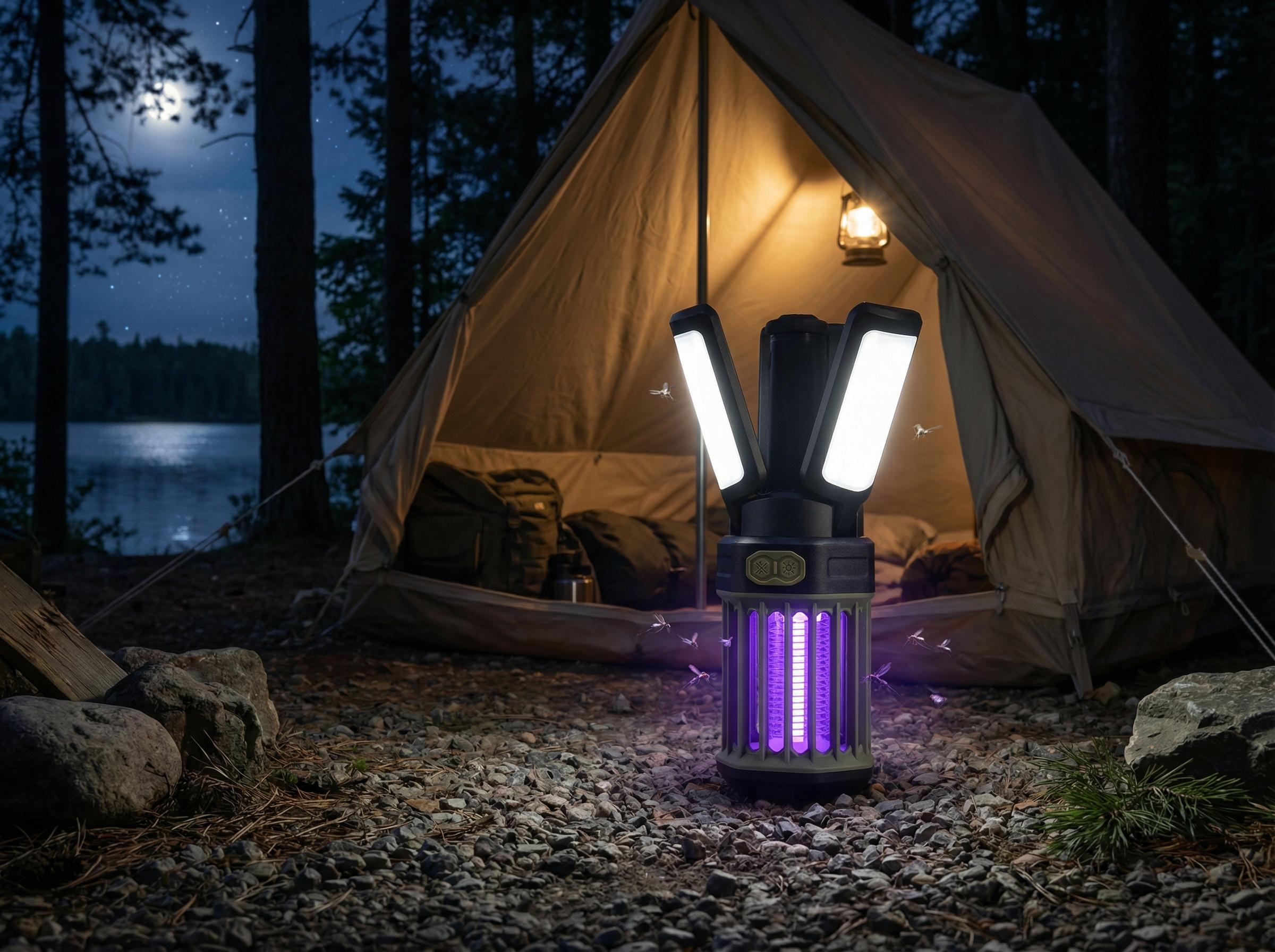 2-Pack Camping Lantern – 3 Color Temperatures (White/Warm/Red), Mosquito Repellent & Light Combo, 3000mAh Long Battery, Adjustable Multi-Angle Head, IPX6 Waterproof, Lightweight Hanging Hook for Outdoor & Home Swivel Headrest Chair