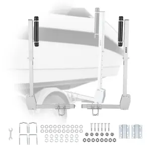 VEVOR XC2182 Boat Trailer Guides, 2PCS Heavy-Duty Steel Guide-Ons with Smooth Scratch-Free Rollers, Adjustable Rounded Poles (27.6-41.3in Height), Installation Kit Included, for 16+in Vessels, Fishing Boat Accessories