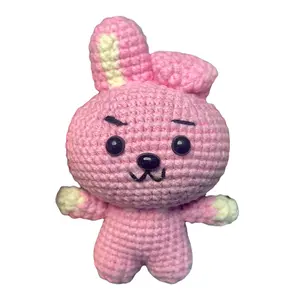 Cute Pink Bunny Crochet Keychain K015