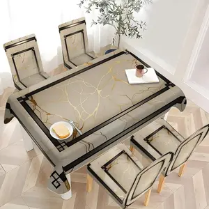 5/7 Piece Set Gorgeous Textured Print Chair Covers and Tablecloth Set, suitable for home, kitchen and dining room. It elegantly decorates tabletops and dining chairs, creating an exquisite dining atmosphere. Dining Chair Slipcover