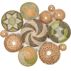 12 Pcs Boho Wall Decor, Bohemian Decor Wall Baskets, Above Bed Wall Decor, Boho Wall Art, Baskets For Decor, Wicker Wall Decor, Rattan Wall Decor, Boho Farmhouse Decor, Boho Bedroom 14 In